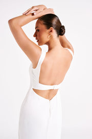 Verana Backless Satin Maxi Dress - White