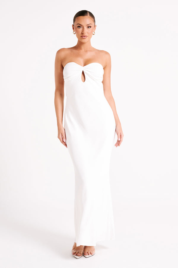Antonella Strapless Keyhole Maxi Dress White MESHKI