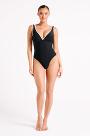 Emelia Recycled Contrast One Piece - Black