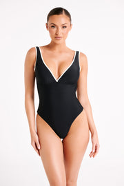 Emelia Recycled Contrast One Piece - Black