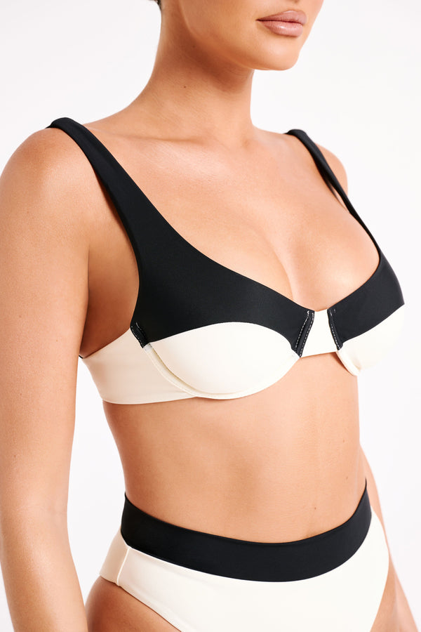 Dolores Recycled Contrast Bikini Top - Ivory