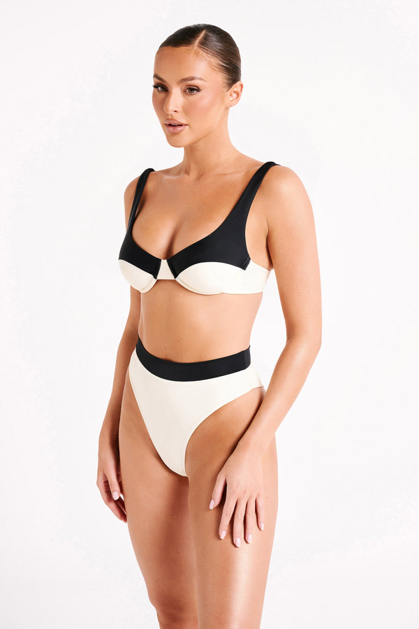 Dolores Recycled Contrast Bikini Top - Ivory