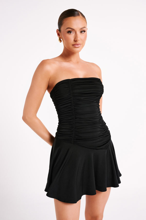 Pedra Strapless Mini Dress - Black