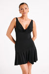 Floriana Ruffle Mini Dress - Black