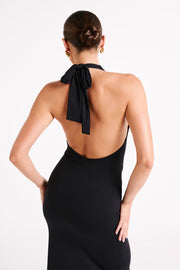 Osana Recycled Nylon Halter Midi Dress - Black