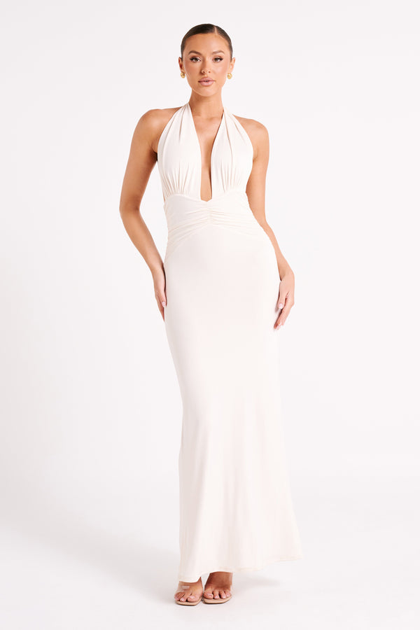 Jovanna Slinky Halter Maxi Dress - Sand