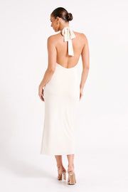 Osana Recycled Nylon Halter Midi Dress - Sand