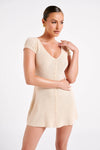Paula Buttoned Knit Mini Dress - White