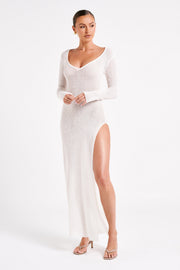 Imelda Knit Cover Up Midi Dress - White