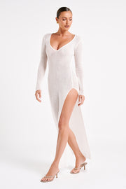 Imelda Knit Cover Up Midi Dress - White