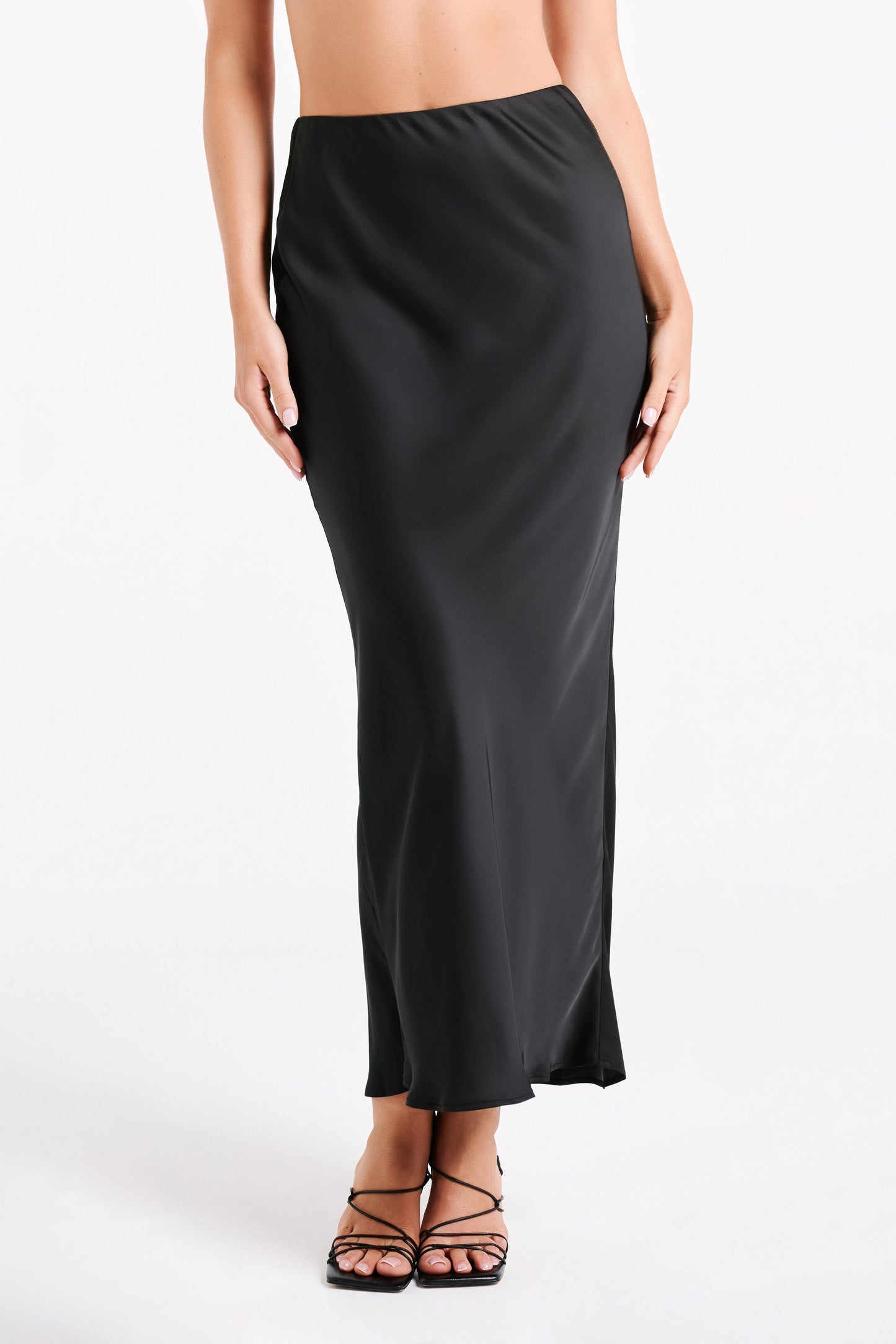 Violeta Satin Maxi Skirt - Black
