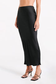 Violeta Satin Maxi Skirt - Black