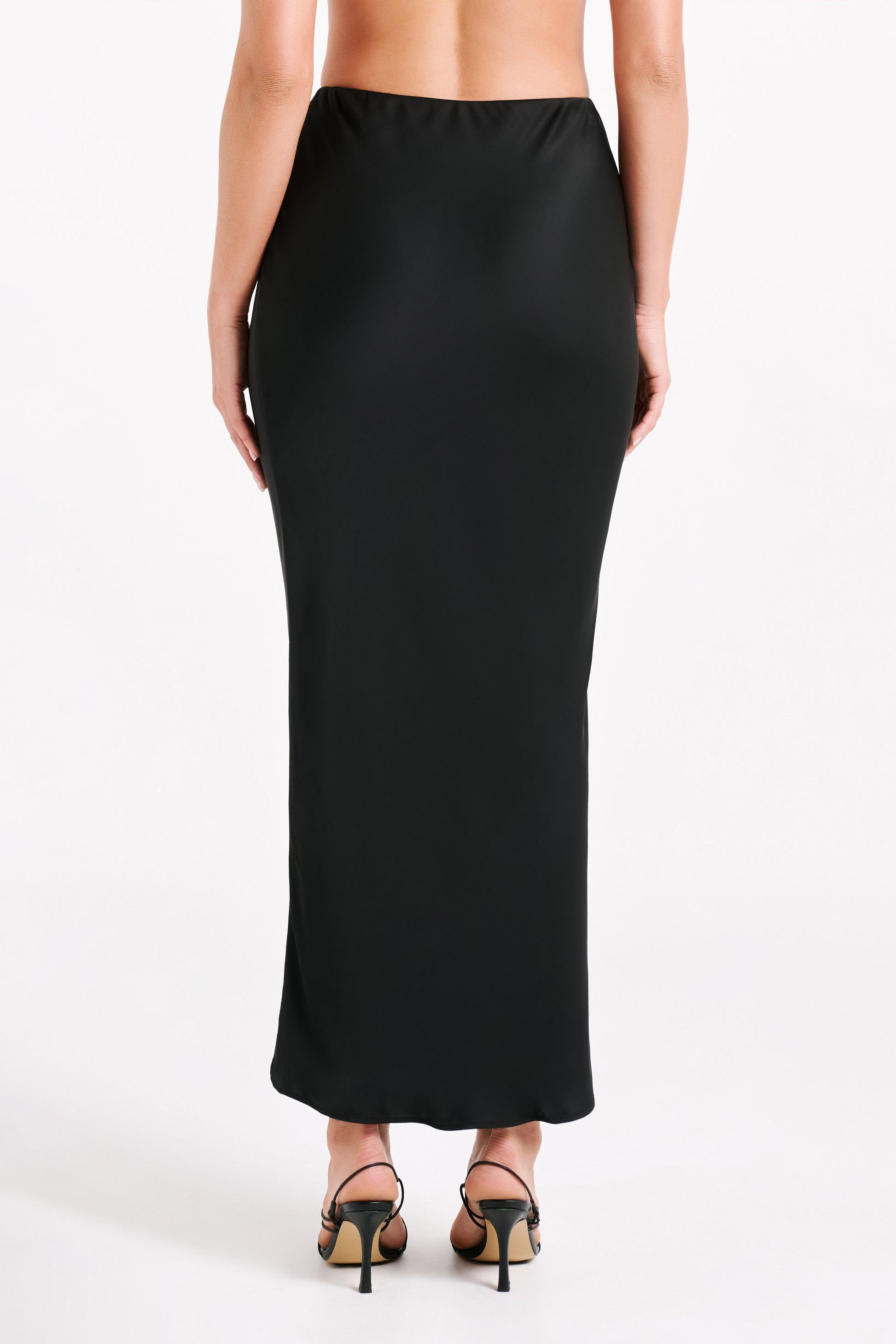 Violeta Satin Maxi Skirt - Black #5