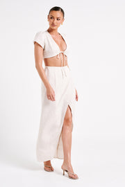 Fatima Linen Wrap Maxi Skirt - Natural