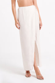 Fatima Linen Wrap Maxi Skirt - Natural