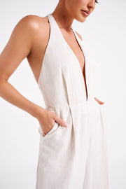Blanca Linen Halter Jumpsuit - Natural
