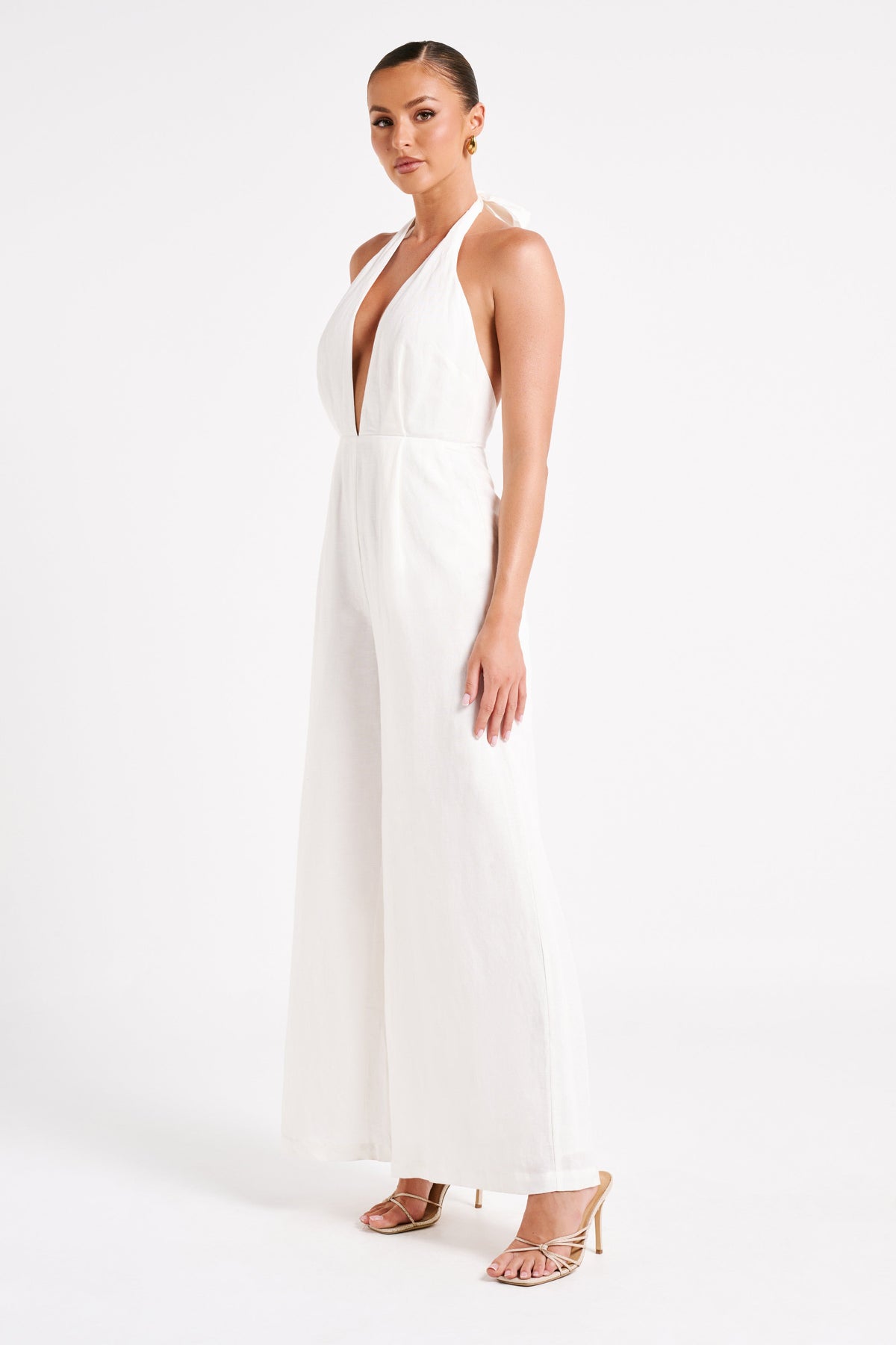Blanca Linen Halter Jumpsuit - White