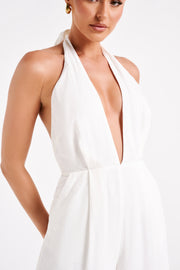 Blanca Linen Halter Jumpsuit - White