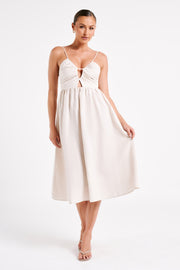 Magdelena Cut Out Linen Midi Dress - Natural