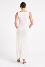 Antonia Buttoned Knit Maxi Dress - White