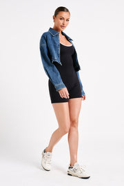 Keke Binding Recycled Nylon Playsuit - Black