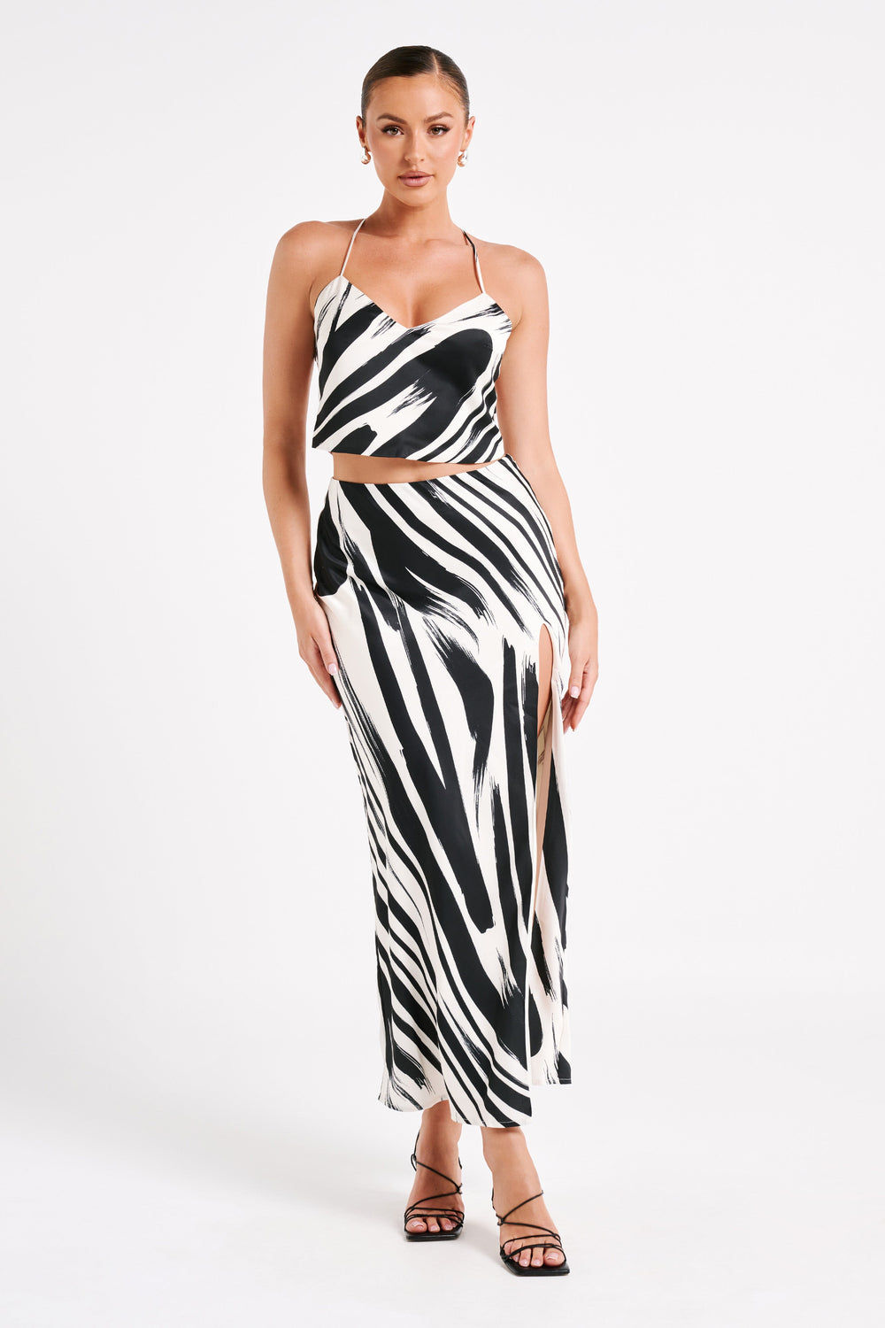 Felicia Printed Halter Top - Abstract Print