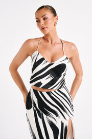 Felicia Printed Halter Top - Abstract Print