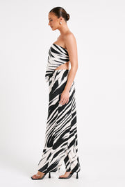 Marciela Printed Satin Straight Leg Pant - Abstract Print