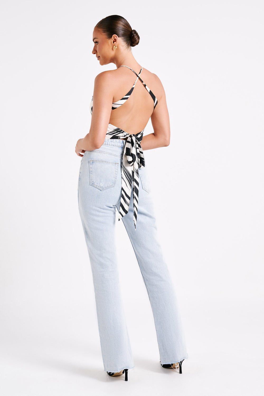 Felicia Printed Halter Top - Abstract Print
