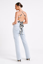 Felicia Printed Halter Top - Abstract Print