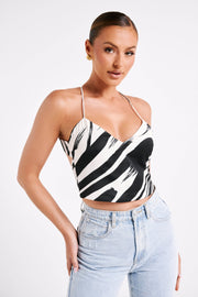Felicia Printed Halter Top - Abstract Print