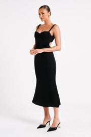 Constance Cupped Midi Dress - Black