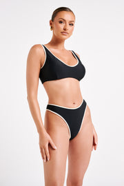 Leandra Recycled Contrast Bikini Bottom - Black