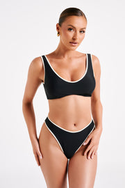 Santina Recycled Contrast Bikini Top - Black