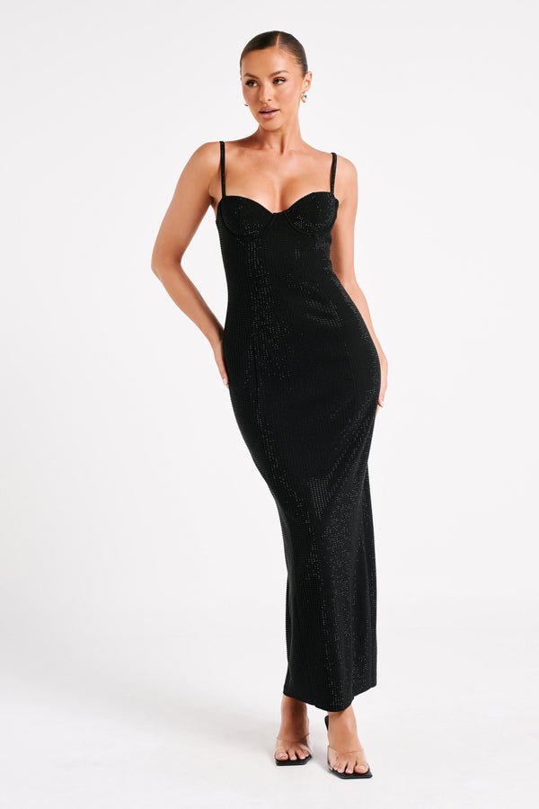 Rafaela Diamante Maxi Dress - Black