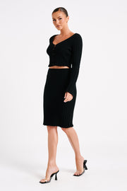 Silvia Long Sleeve Knit Cardigan - Black