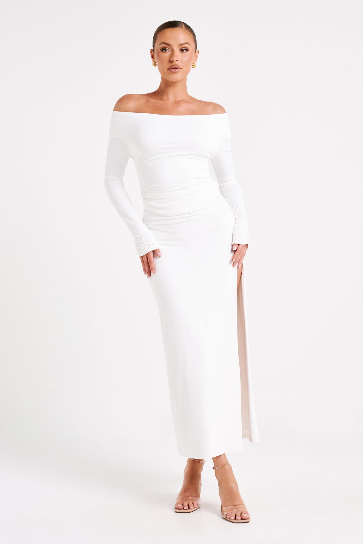 Emma Recycled Nylon Long Sleeve Top - White #3