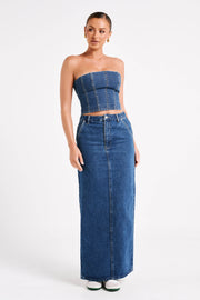 Jordana Denim Tube Top - Dark Blue