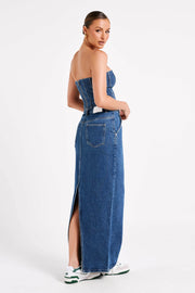 Illona Denim Maxi Skirt - Dark Blue