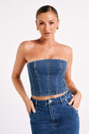 Jordana Denim Tube Top - Ecru