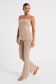 Irma Flared Boucle Pants - Wheat