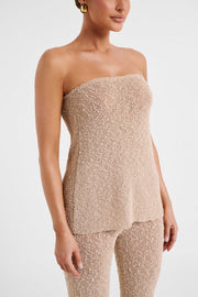 Irma Strapless Boucle Top - Wheat