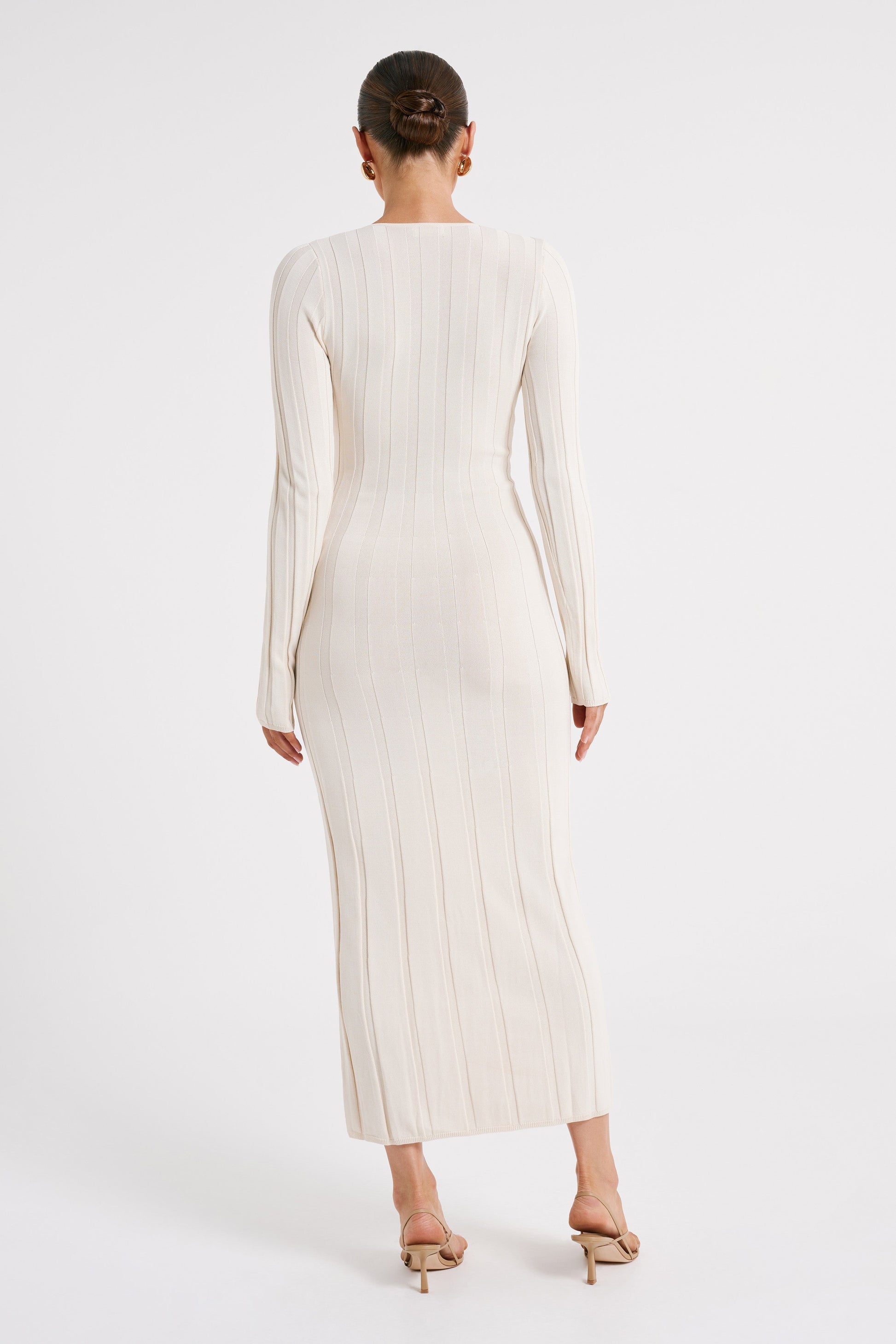 Ciara Ribbed Maxi Dress - Ivory #3