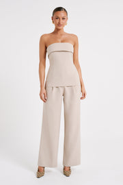 Natalie Textured Strapless Top - Natural