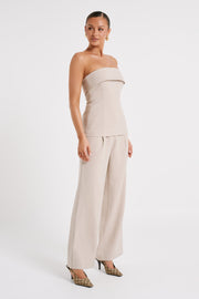 Natalie Textured Strapless Top - Natural