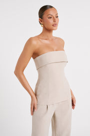 Natalie Textured Strapless Top - Natural