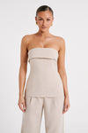 Natalie Textured Strapless Top - Charcoal