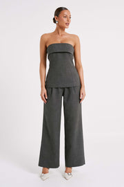 Natalie Textured Wide Leg Pant - Charcoal