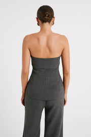 Natalie Textured Strapless Top - Charcoal