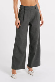 Natalie Textured Wide Leg Pant - Charcoal